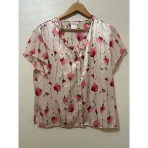 VTG LA Intimates Womans Y2K‎ Cottagecore Floral Top Size L Romantic Watercolor